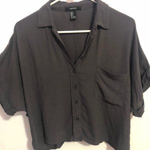 Flowy Grey Button-down Blouse